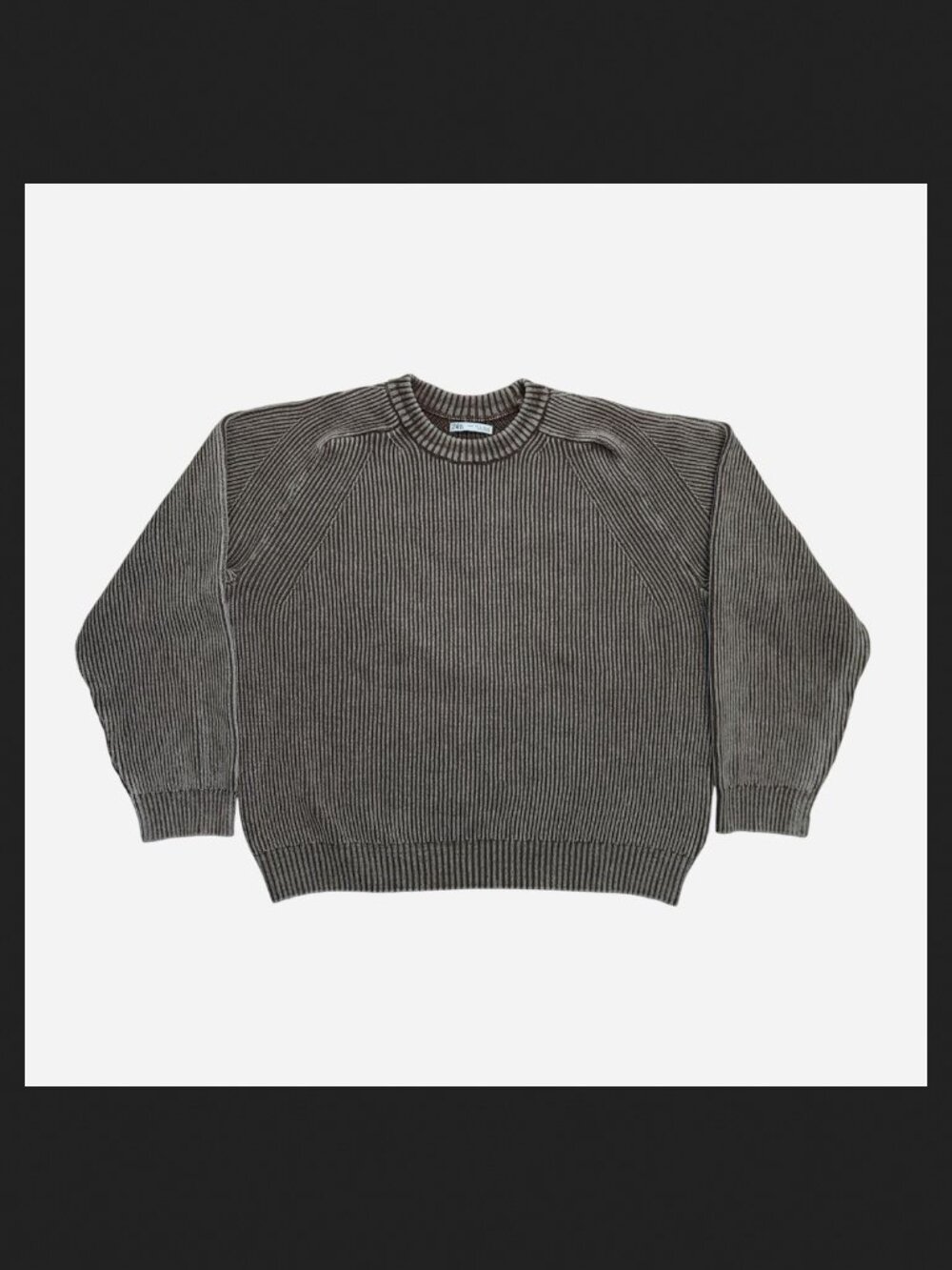 Zara brown ribbed knit raglan crew neck sweater